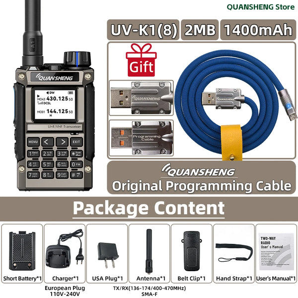Quansheng UV K1 8 Mini Kong Walkie Talkie Wireless Set Hunting Camping Long Range Ham Communication Radio K5 K6 Walkier Talkie