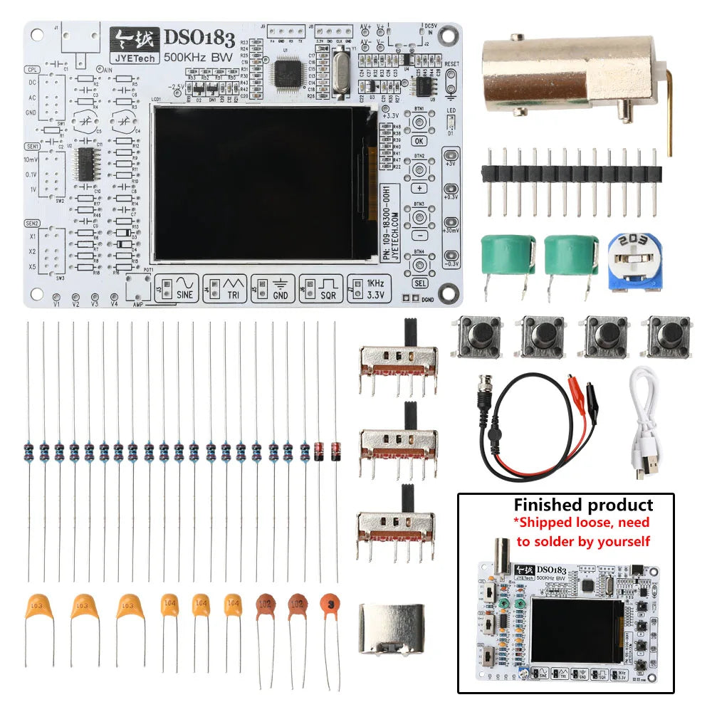 DSO183 DC 5V DIY Digital Oscilloscope Kit 0-500kHz Oscilloscope Soldering Kit Type-C detail image 7
