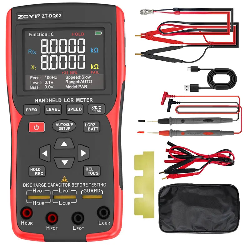 ZOYI High-Precision Handheld Bridge ZT-DQ02 LCR Lithium Battery Internal Resistance Meter 18650 Battery Tester