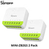 SONOFF MINI DUO 2-Gang Zigbee Smart Switch MINI-ZB2GS Small & Safe Dual-Load Control Supports External Switch Require zigbee hub