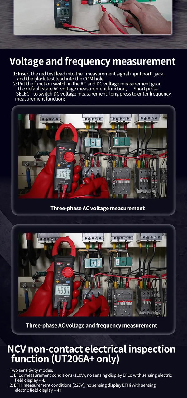 UNI-T UT205A+ UT206A+ Digital Clamp Meter 1000V AC DC Current Pliers Clamps Voltage Tester detail image 12