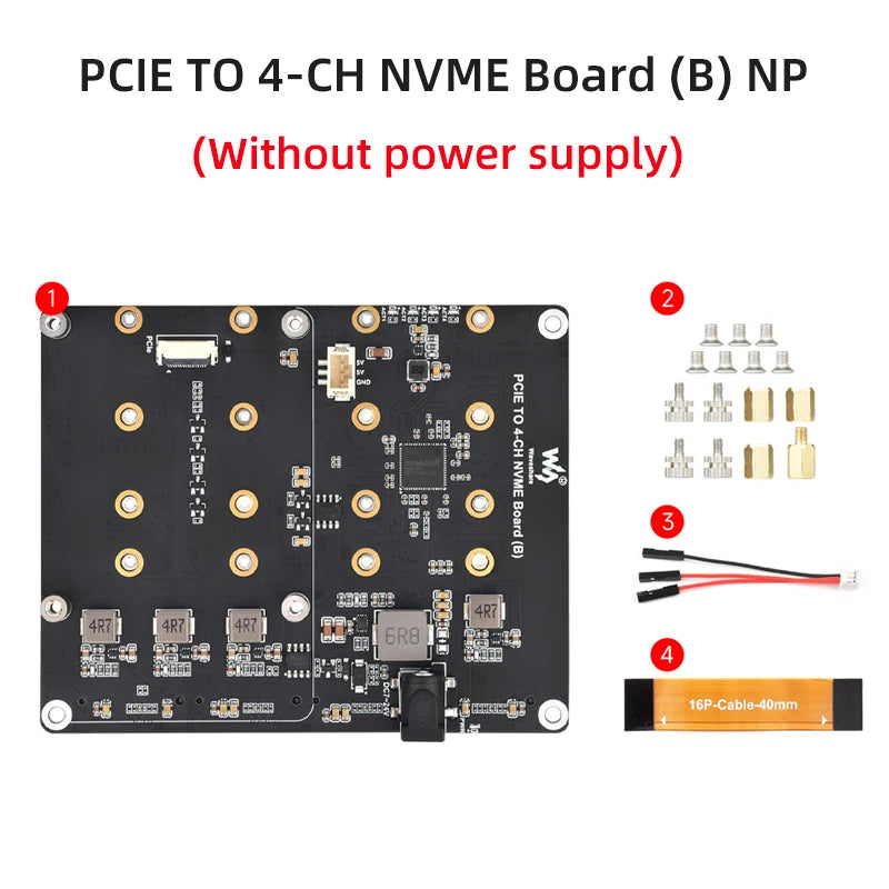 Raspberry Pi 5 PCIe To 4-Ch M.2 Adapter Board 4 x NVMe Solid State Drives support Supply detail image 7