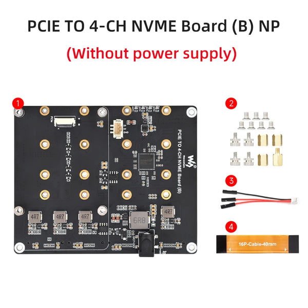 Raspberry Pi 5 PCIe To 4-Ch M.2 Adapter Board 4 x NVMe Solid State Drives support Supply detail image 7