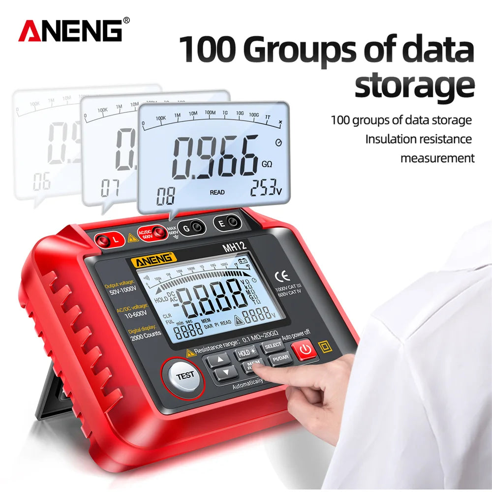 ANENG MH12 Digital Megohmmeter Meters Insulation Earth Resistance Meters Tester cable High detail image 5