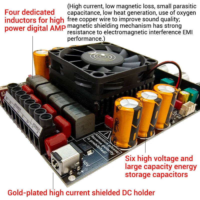 ZK-AS21P TPA3255*2 2.1 Channel Bluetooth Power Amplifier Board 300W+300W+600W High Power Low detail image 5