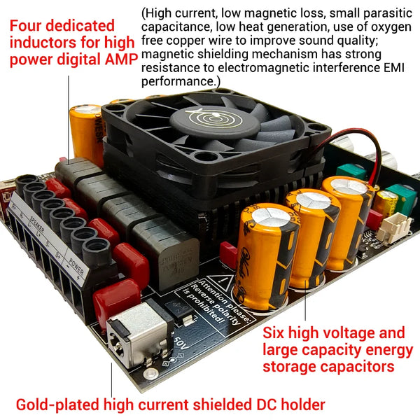 ZK-AS21P TPA3255*2 2.1 Channel Bluetooth Power Amplifier Board 300W+300W+600W High Power Low detail image 5
