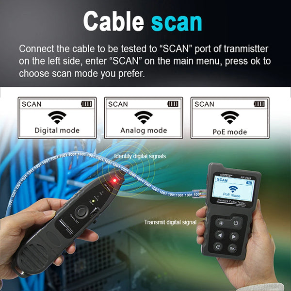 NOYAFA NF-8209 Cable Tester Measure Length Lan POE Scan Test LCD Display Wire Checker Cable detail image 4