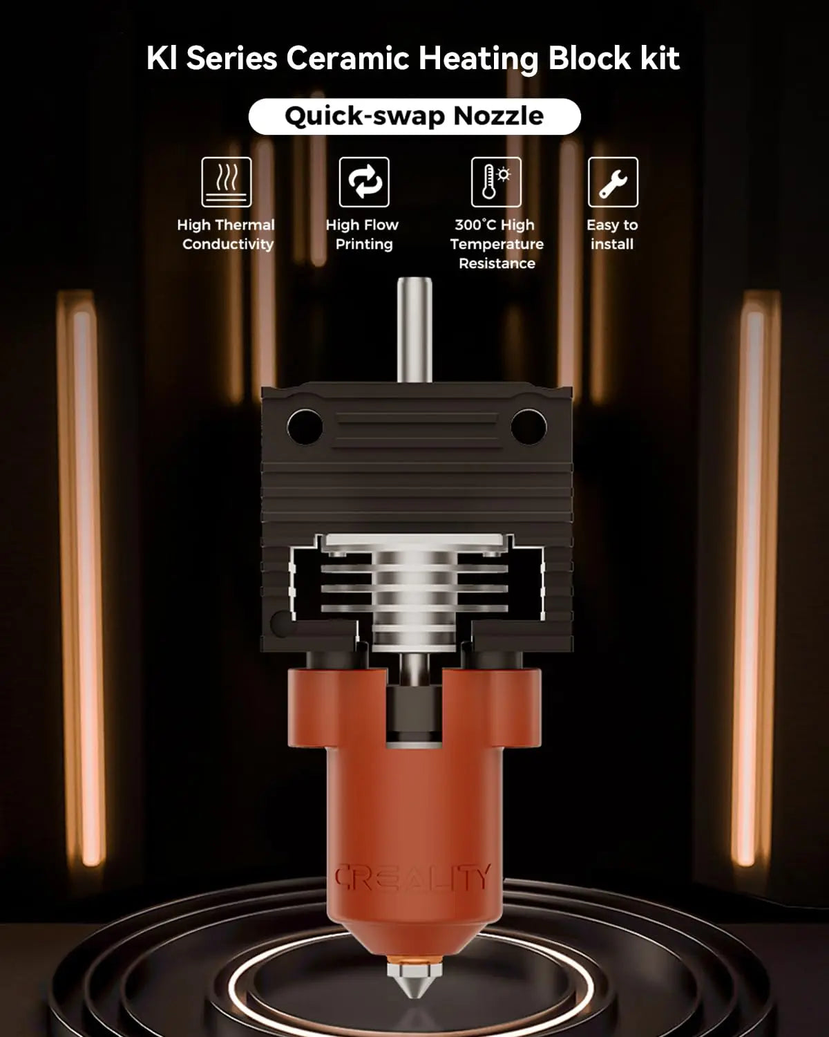 Creality Official K1/K1 Max/K1C Hotend Upgrades Kit,Ceramic Heating Block with Unicorn Quick Swap Nozzle for K1 Series 3D Printe