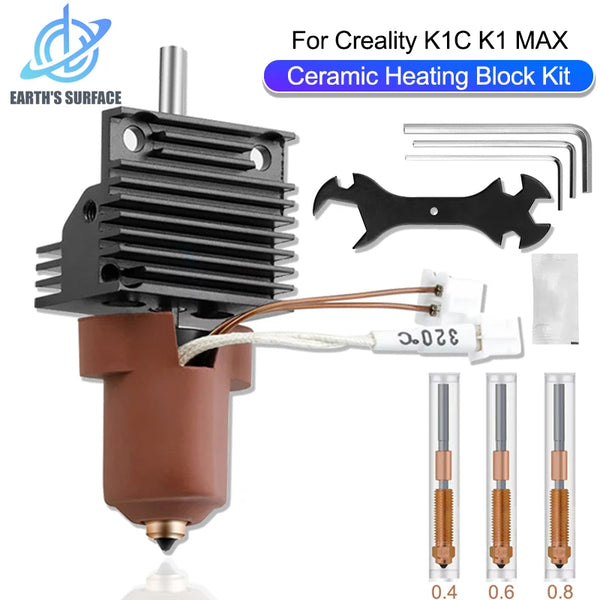 3D Printer Parts for Creality K1C K1 Max Hotend Kit Quick Swap Ceramic Heating Block Kit 0.4 0.6 0.8mm Nozzle High Flow Printing