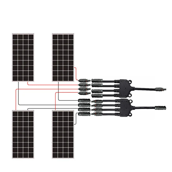 1pair 4Y Solar Style Y Branch Adapter Connectors 1 to 4 Male and Female Panel Cable Photovoltaic Connector Adapter Dropshipping