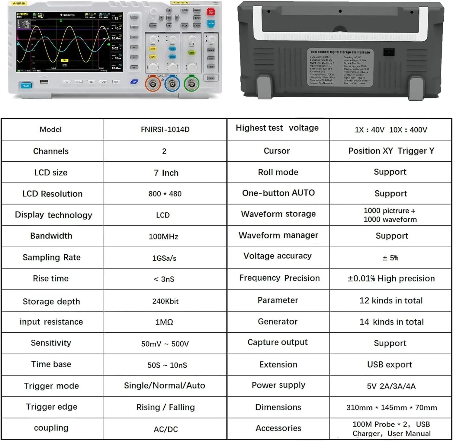 FNIRSI 1014D 2 in 1 Digital Oscilloscope DDS Signal Generator detail image 6