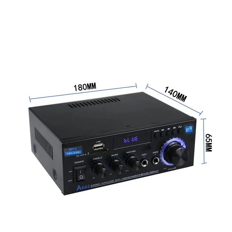 AK45 HiFi Digital Bluetooth Audio Amplifier MP3 Channel 2.0 Sound Power AMP stereo Home detail image 4