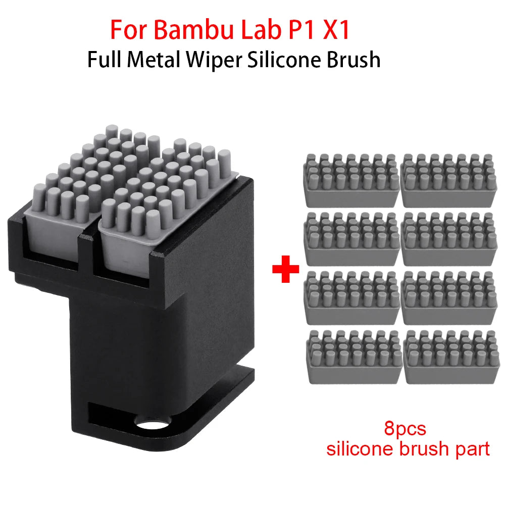 Brush For Bambu Lab P1 X1 Print Head Cleaner Full Metal Two-side Clean Nozzle Wiper Silicone Brush Mounted Scrubber Replacement