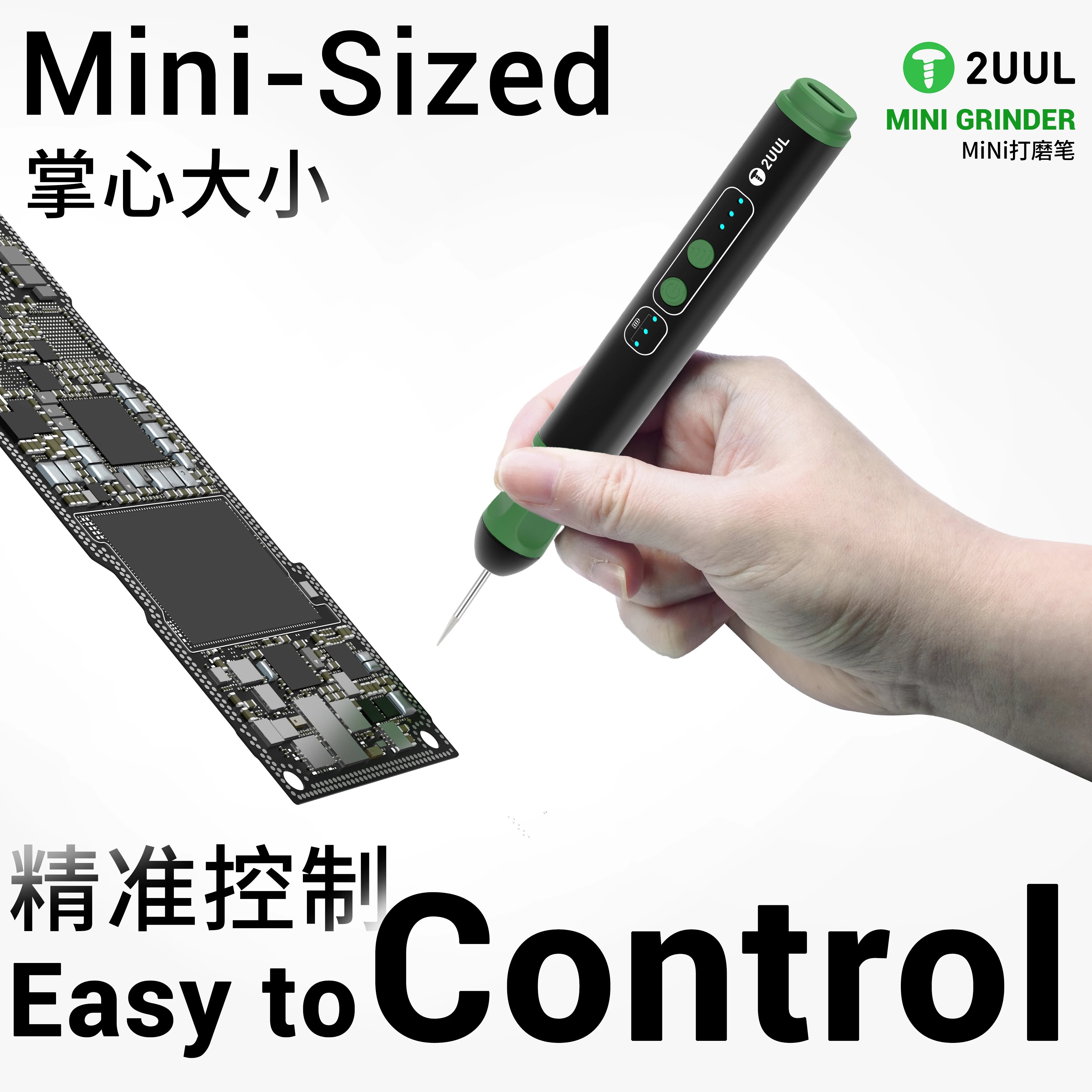 2UUL DA86 mini PCB grinding pen with 10 precision repair heads - detail 5
