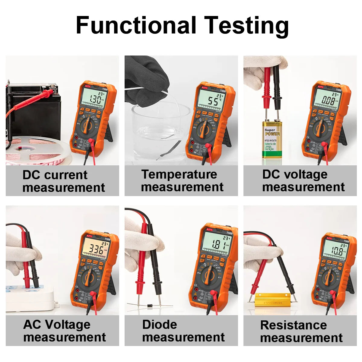 NJTY T58B T58C Inductance Digital Multimeter AUTO Range 9999 Counts Voltage Current detail image 4