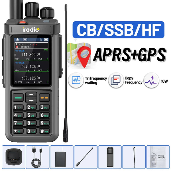 Iradio UV-98 PLUS GPS APRS Walkie Talkie 10W AM CB SSB LW MW SW HF Cross Band Repeater 1024Channels RT-880G Short Wave Ham Radio