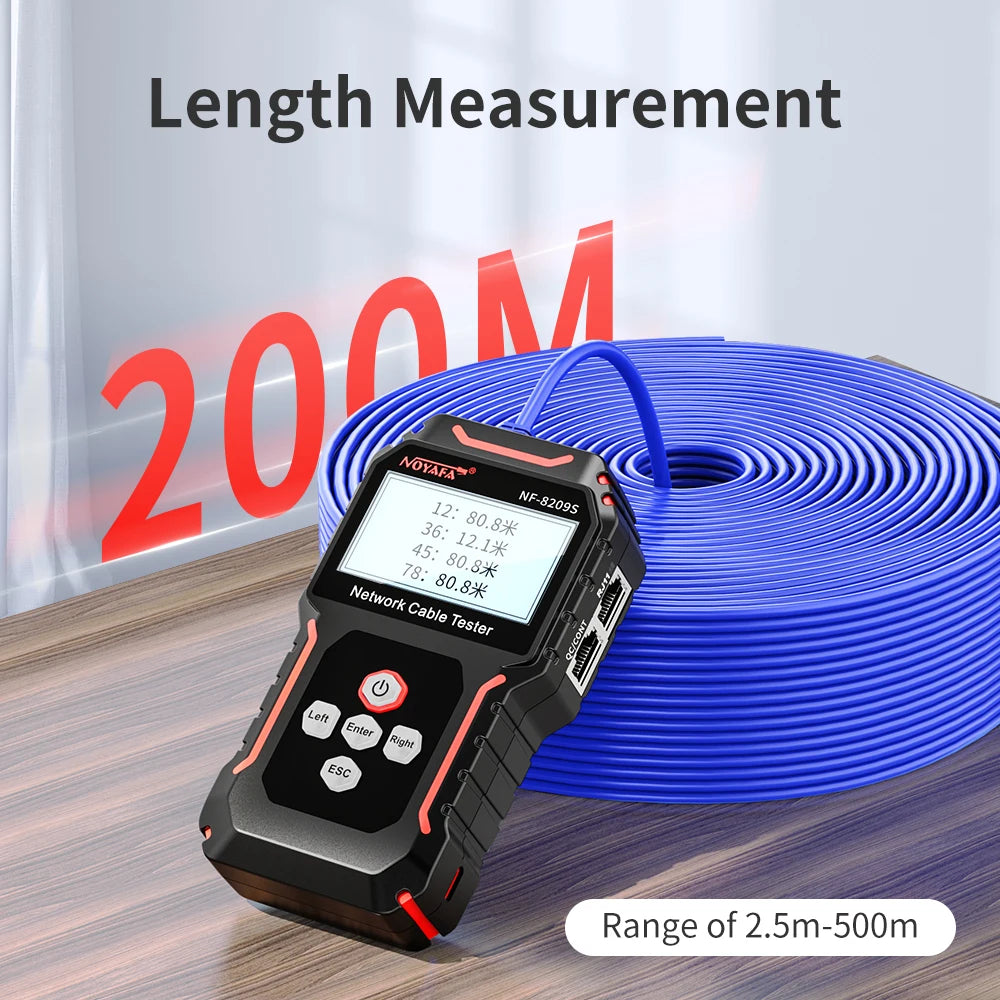 Noyafa NF-8209S Network Cable Tester Measure Length POE LAN Cable Test LCD Display Scan detail image 4