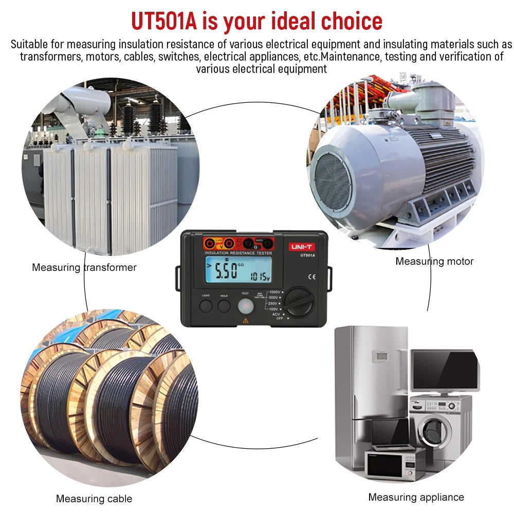 UNI-T Insulation Resistance Tester UT501 UT502 Digital Voltmeter Ohmmeter Megohmmeter detail image 17