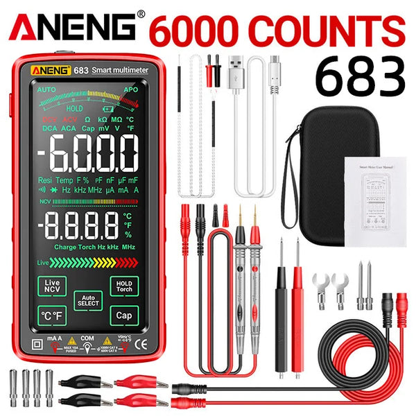 ANENG 683 Smart Multimeter Rechargeable High-end Touch 6000 Counts Multimetro Test Multitester AC/DC Voltage Tester Current Tool