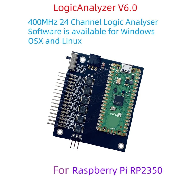 ABEZ Logic Analyzer V6.0 RP2350 Pico 2 400MHz 24 Channel Logic Analyser Software is Available for Windows product image