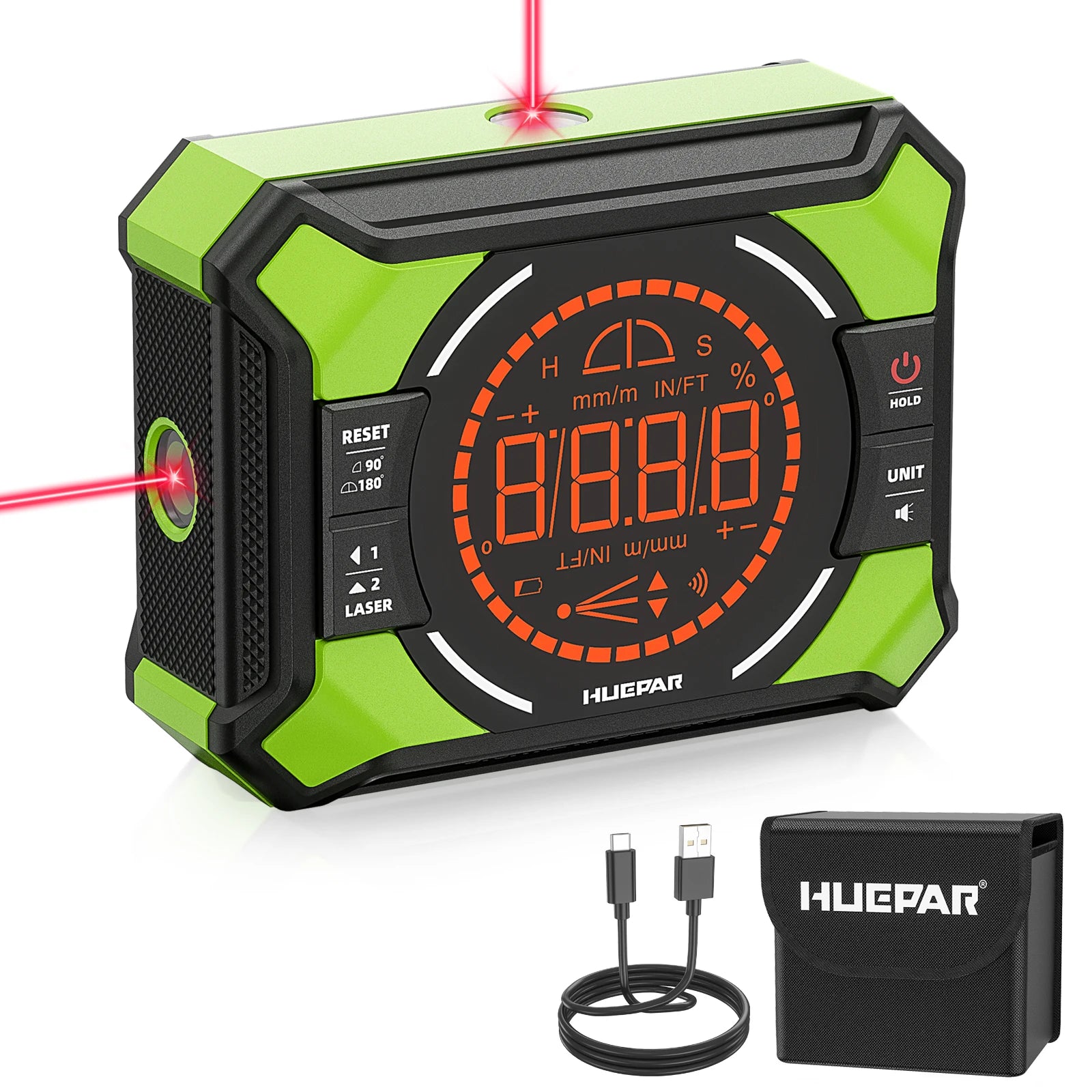 Huepar Digital Angle Gauge AG2L 3-1N-1 Digital Angle Gauge Magnetic with Laser Level detail image 7
