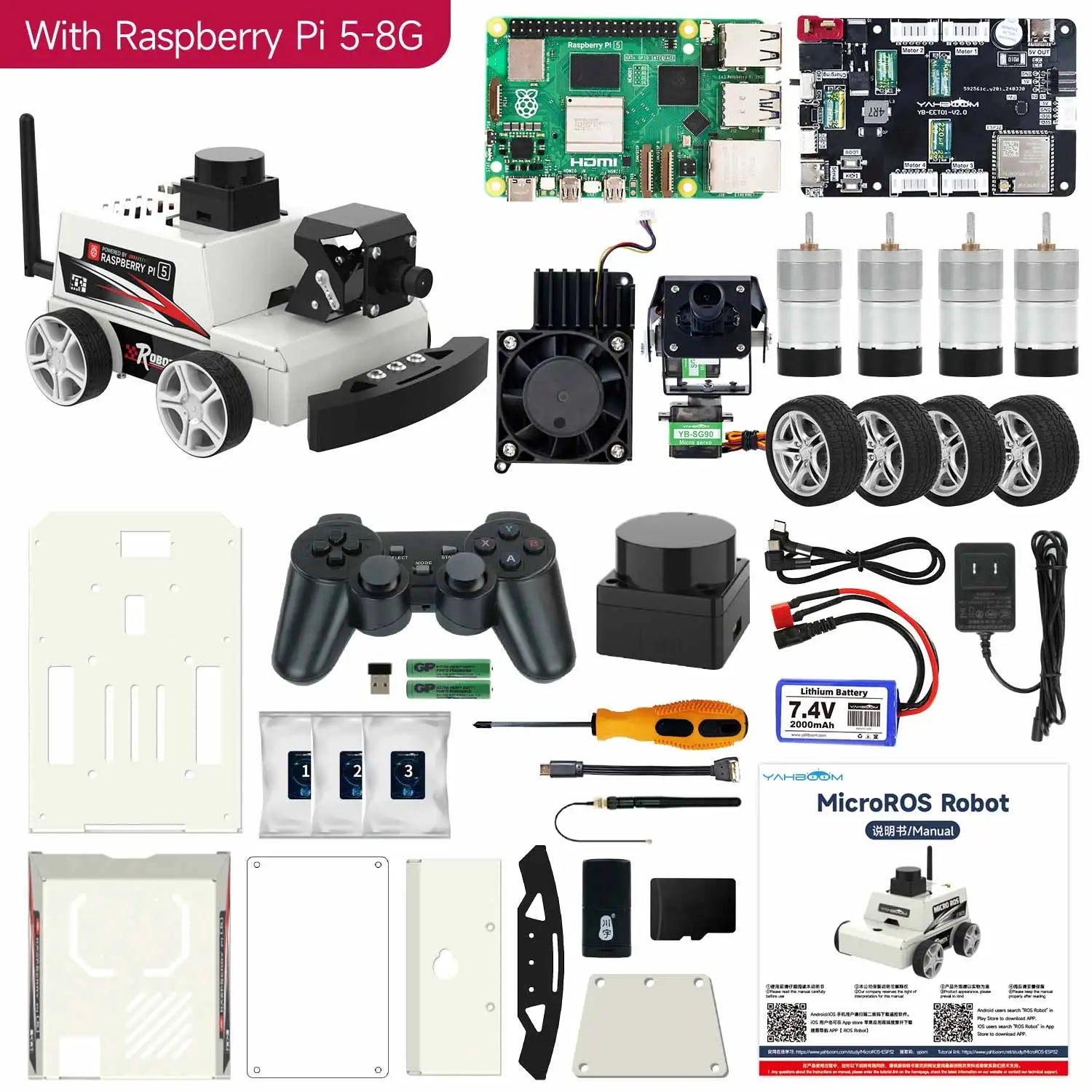 Raspberry Pi 5 ROS2 Robot Car Kit With TOF Lidar Support AI Visual Recognition SLAM Mapping detail image 10