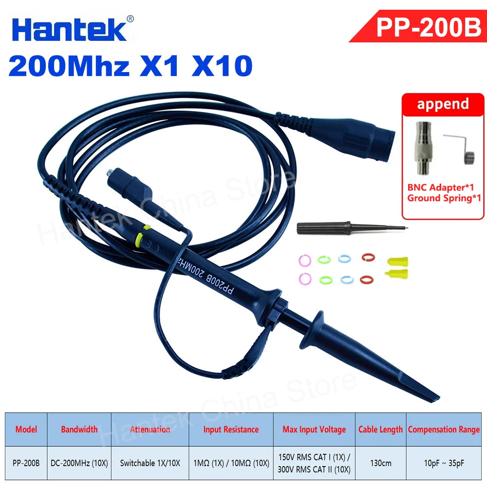 Hantek PP80-150-200-250-300 High Voltage Probe 60MHz-300MHz Kit Attenuation 10:1 Suitable For 1008c 6074be Various Oscilloscopes