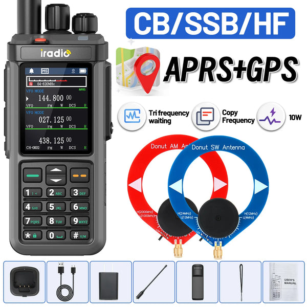 Iradio UV-98 PLUS GPS APRS Walkie Talkie 10W AM CB SSB LW MW SW HF Cross Band Repeater 1024Channels RT-880G Short Wave Ham Radio