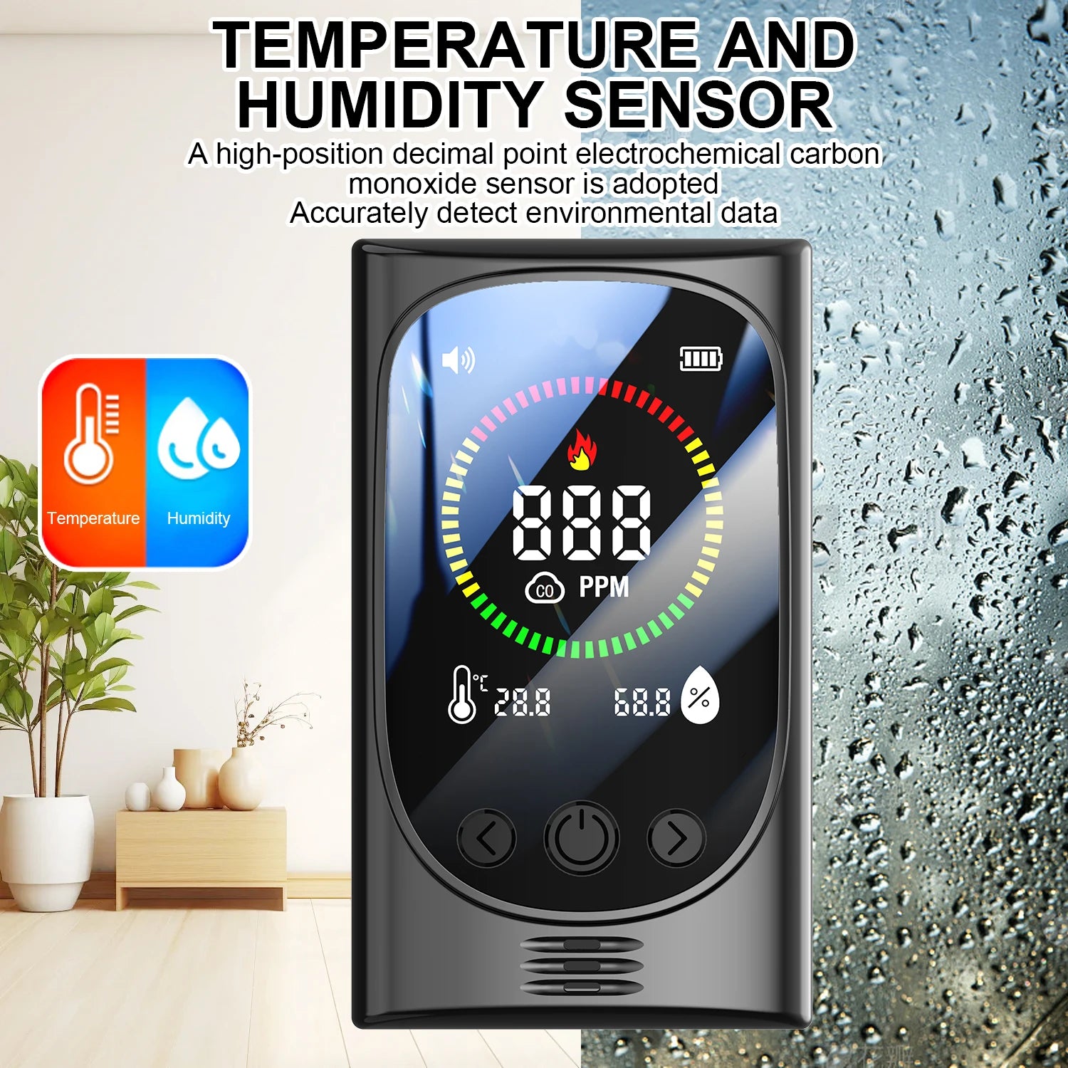GC600 4-in-1 Plug-in Carbon Monoxide Detector Combustible Gas Alarm Temperature Humidity detail image 5