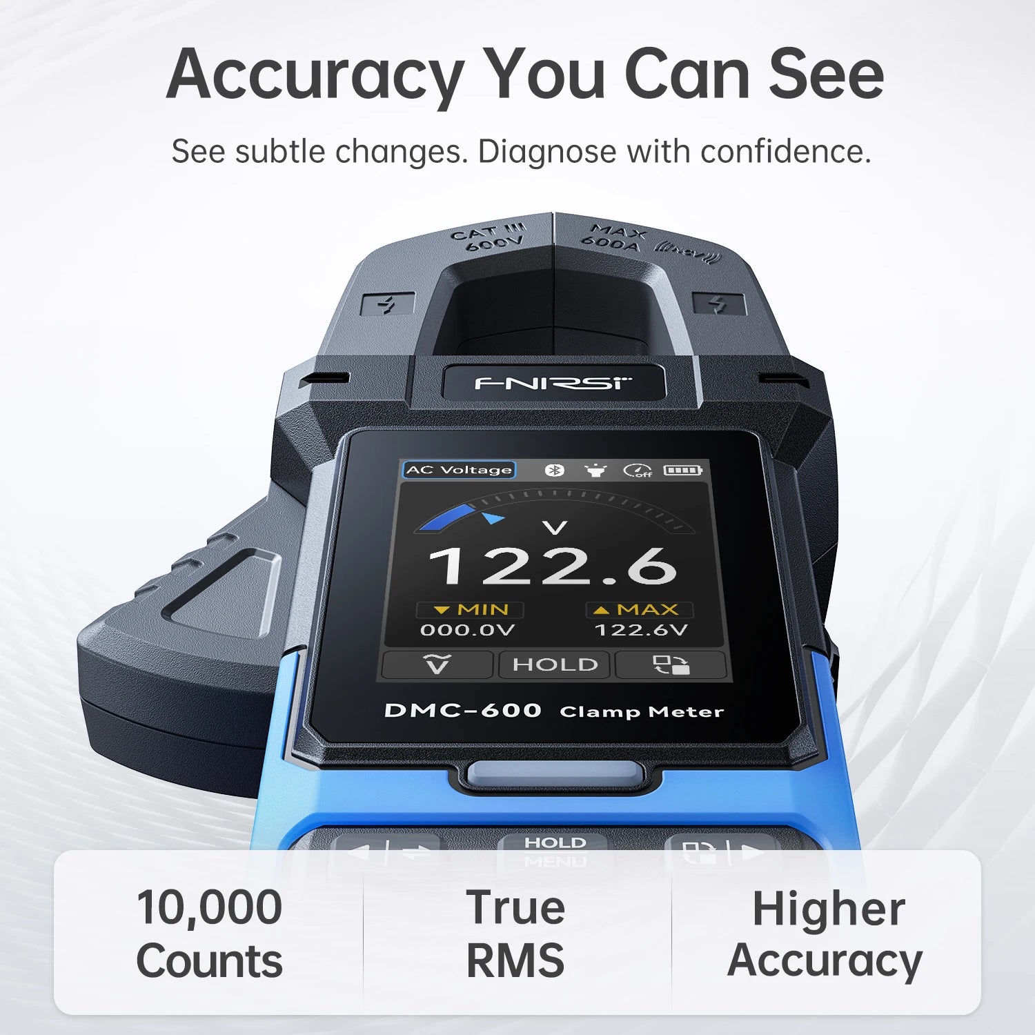 FNIRSI DMC-600 10000-count True RMS measurement display