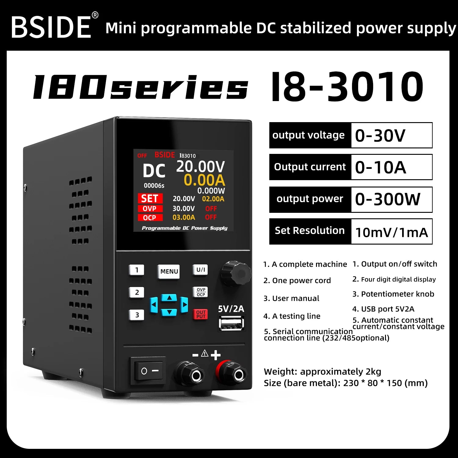 BSIDE I8 DC Laboratory Regulated Power Supply Programmable 30V 10A Adjustable Bench Switch detail image 8