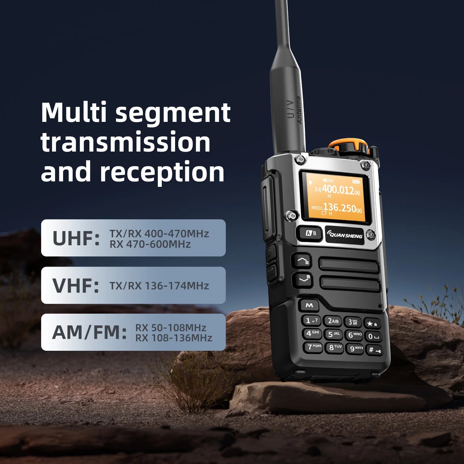 QUANSHENG UV-K5(8) V3 Walkie Talkie 2MB Memory 50-600MHz Air Band RX 5W Two Way Radio Type-C Wireless Copy Custom Firmware