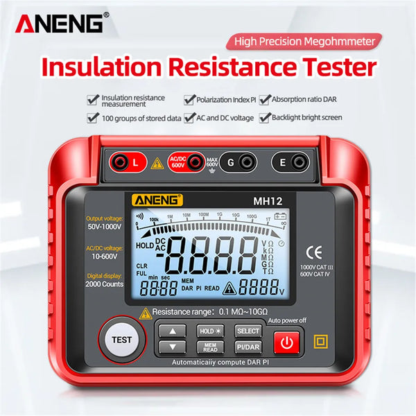 ANENG MH12 Digital Megohmmeter Meters Insulation Earth Resistance Meters Tester cable High Voltage Voltme product image