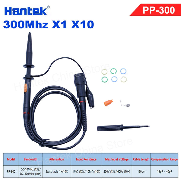Hantek PP80-150-200-250-300 High Voltage Probe 60MHz-300MHz Kit Attenuation 10:1 Suitable For 1008c 6074be Various Oscilloscopes