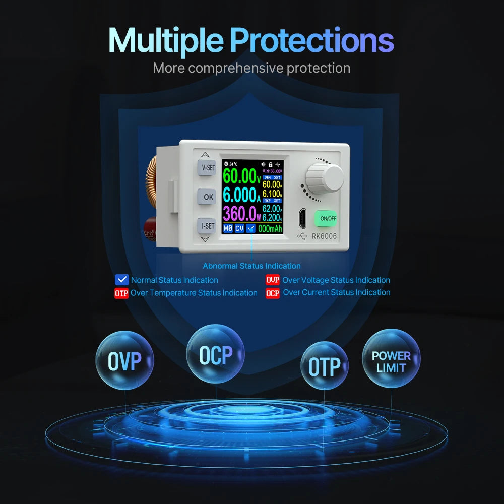 RK6006 DC Regulated Power Supply 6A 60V DC to DC Step Down Voltage Bench Firmware Upgrade detail image 4