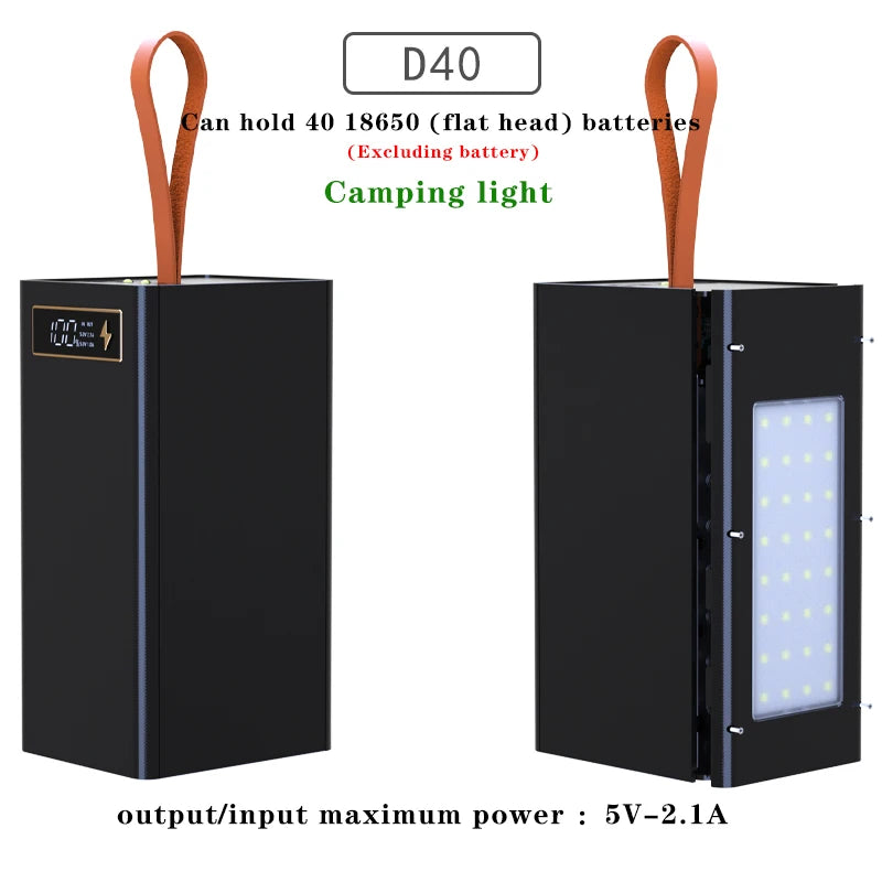 40*18650 DIY Power Bank Case Batteries Power Box Regular/PD Camping light Version Power Bank detail image 7