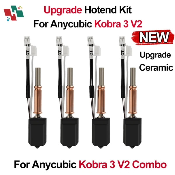 Upgraded Hotend kit For Anycubic Kobra 3 V2/Kobra 3 V2 Combo upgrade Ceramic Hotend Thermistor Hardened Steel Nozzle