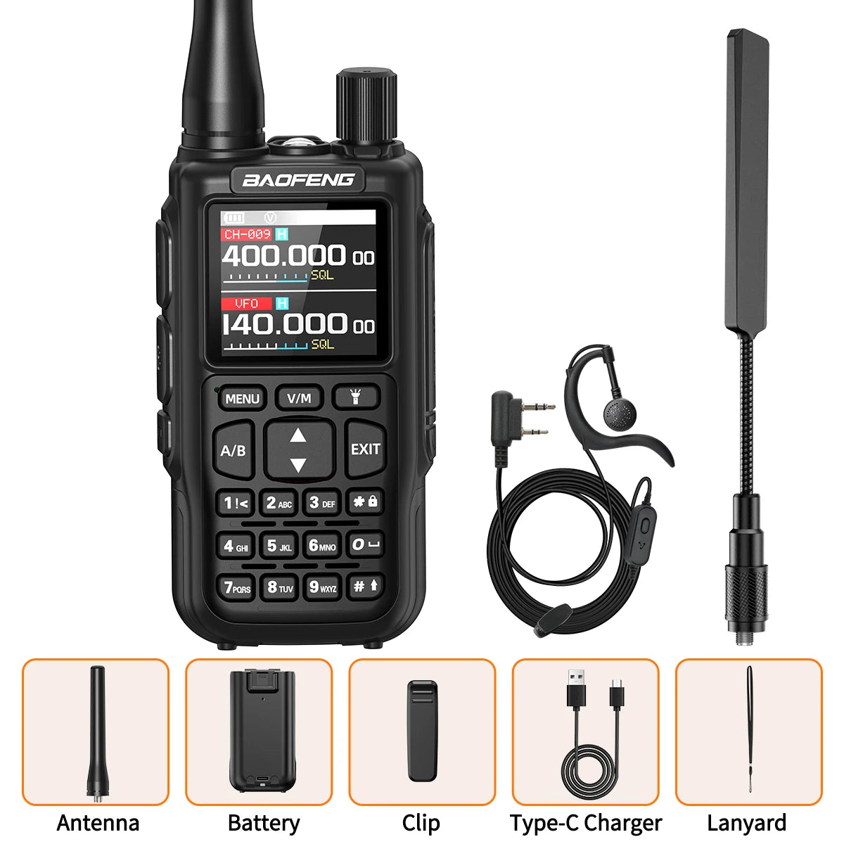 BAOFENG MINI 5 Walkie Talkie Multi Band Bluetooth Programming Dual PTT 2200mAh Copy Frequency New Upgrade UV 5R Mini Ham Radio