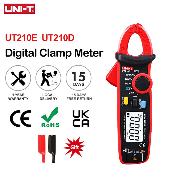 UNI-T UT210E UT210D Digital Clamp Meter True RMS AC DC Current Pliers Ammeter Voltage Tester Frequency VF product image