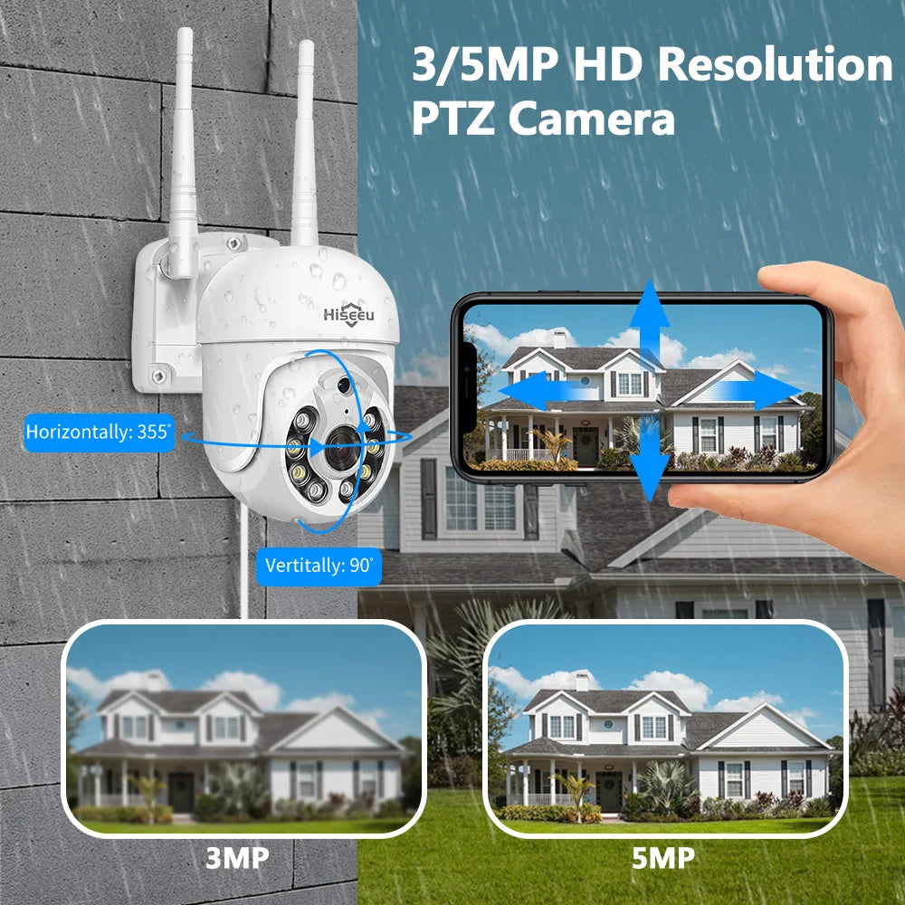 Hiseeu 3/5MP WiFi Security Surveillance Camera System Kit Motion Tracking Color Night Vision 10CH NVR Wireless CCTV Cameras Set
