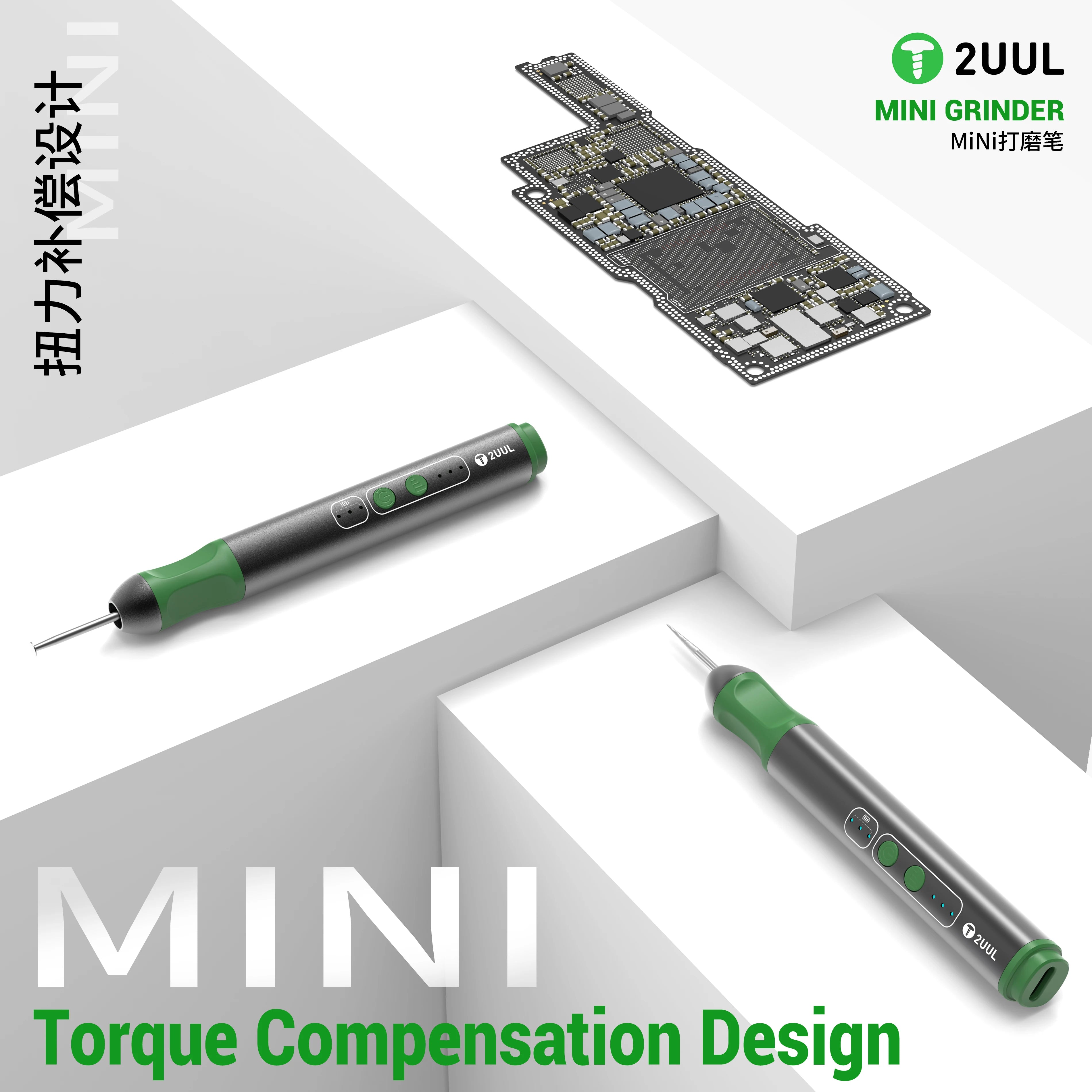 2UUL DA86 mini PCB grinding pen with 10 precision repair heads - detail 2