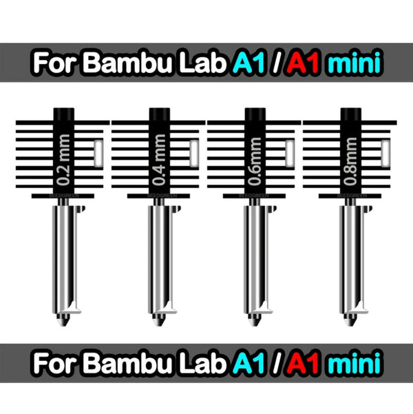 Hotend For Bambu Lab A1 mini Assembly Hotend Kit 0.2 0.4 0.6 0.8MM Replaceable Nozzle For 3D printer Bamboo Lab A1/A1 mini