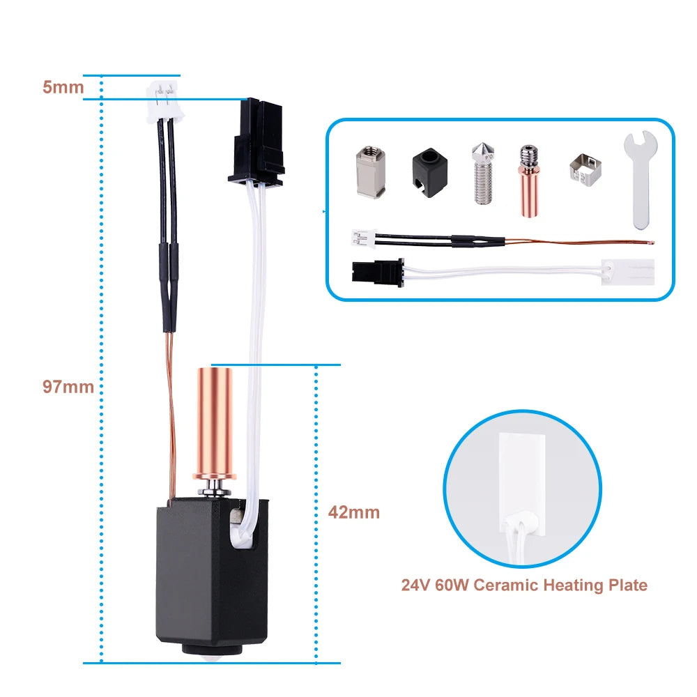 Upgraded Hotend kit 24v for Anycubic Kobra 2 Kobra 2 Series Neo Pro/Plus/Max Hot End Kit 24V 60W Kobra 2 Plus/2 Max/2 Neo/2 Pro