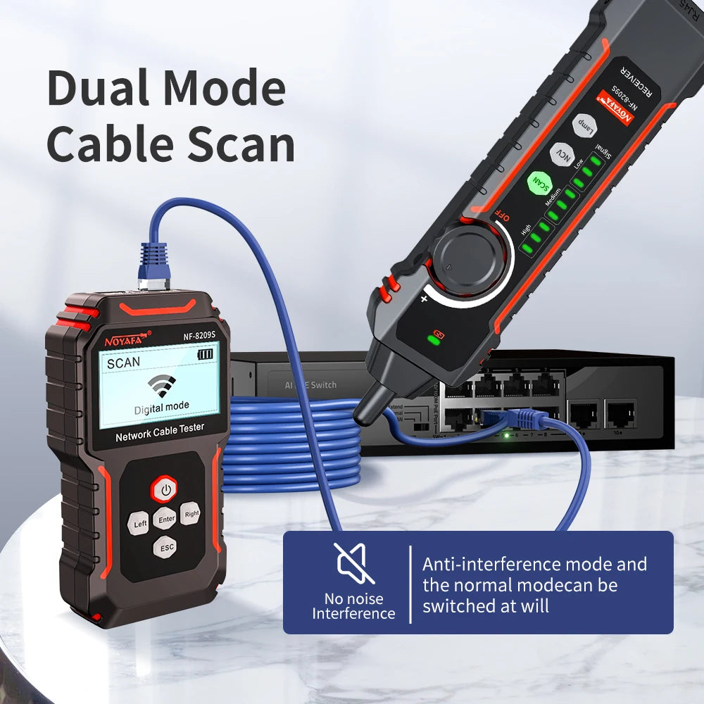 Noyafa NF-8209S Network Cable Tester Measure Length POE LAN Cable Test LCD Display Scan detail image 3