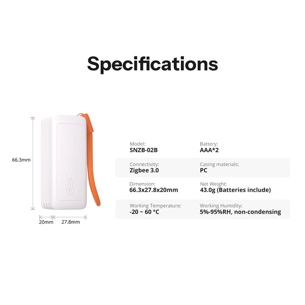 SONOFF Zigbee Temperature and Humidity Sensor Smart Home Airguard TH Lite SNZB-02B Ewelink APP Control Work With Alexa Google