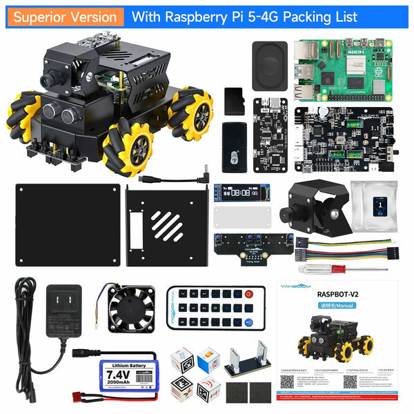 Yahboom 4WD Raspbot V2 AI Large Model Robot Kit for Raspberry Pi 5 Beginners Educational detail image 12