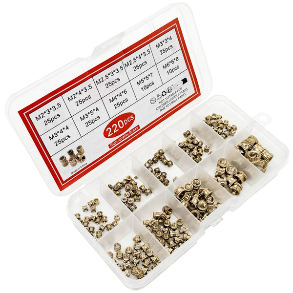 220PCS/1 SetM2 M2.5 M3 M4 M5 M6 Brass Heat Insert Nut Hot Melt Nutinsert Thread Knurled detail image 4