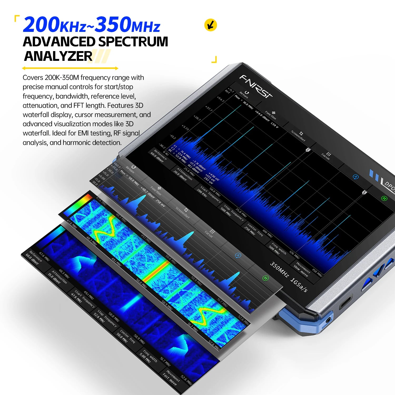 FNIRSI DPOS350P 4in1 Tablet Oscilloscope 2 Channel 350MHz Signal Generator 50MHz detail image 4