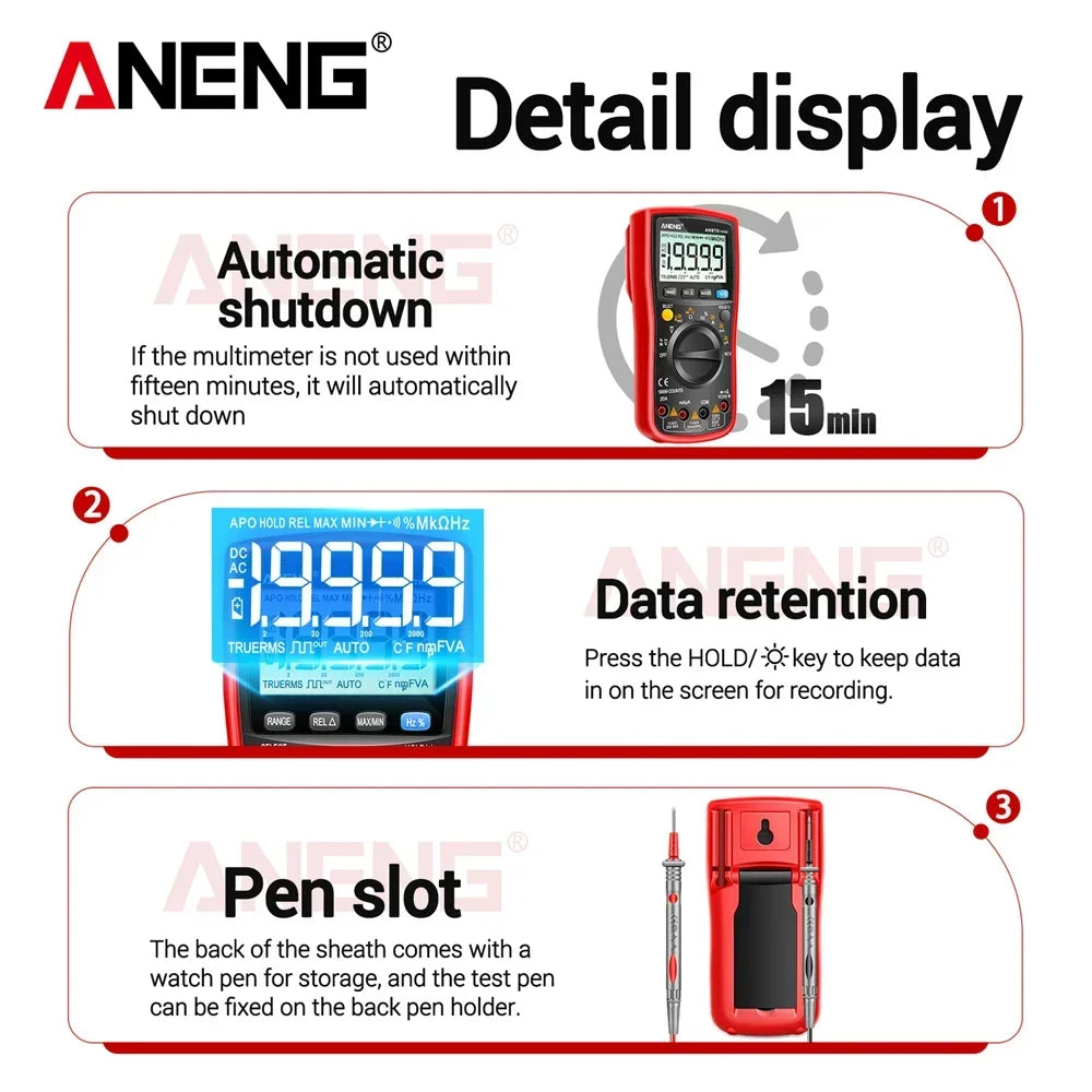 ANENG AN870 Digital Multimeter Profesional 19999 Counts AC/Voltage Current NCV Capacitance detail image 5