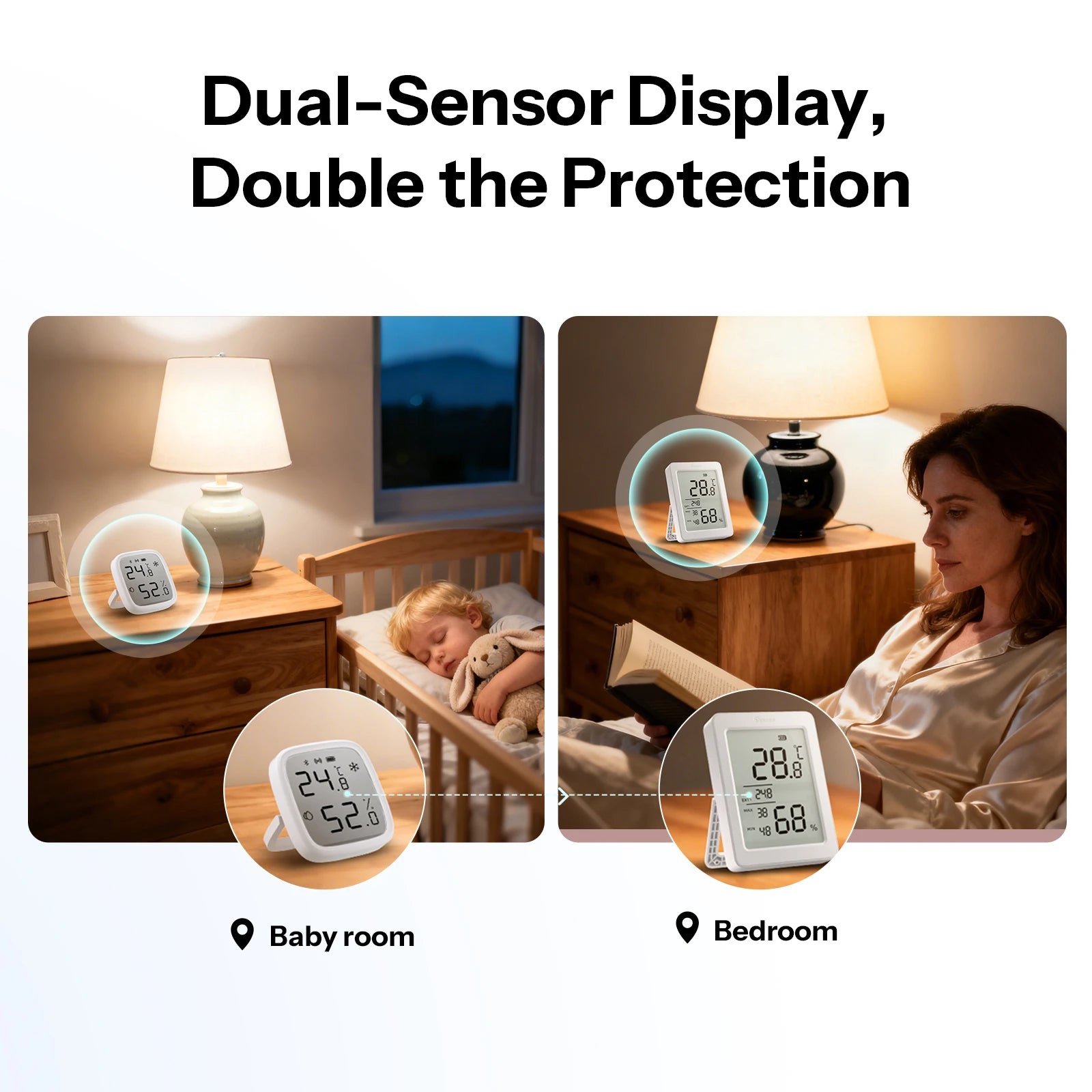 SONOFF SNZB-02DR2 AirGuard TH 3.6'' LCD Zigbee Temperature Humidity Sensor App Monitoring Work With Apple Home Via Matter Bridge
